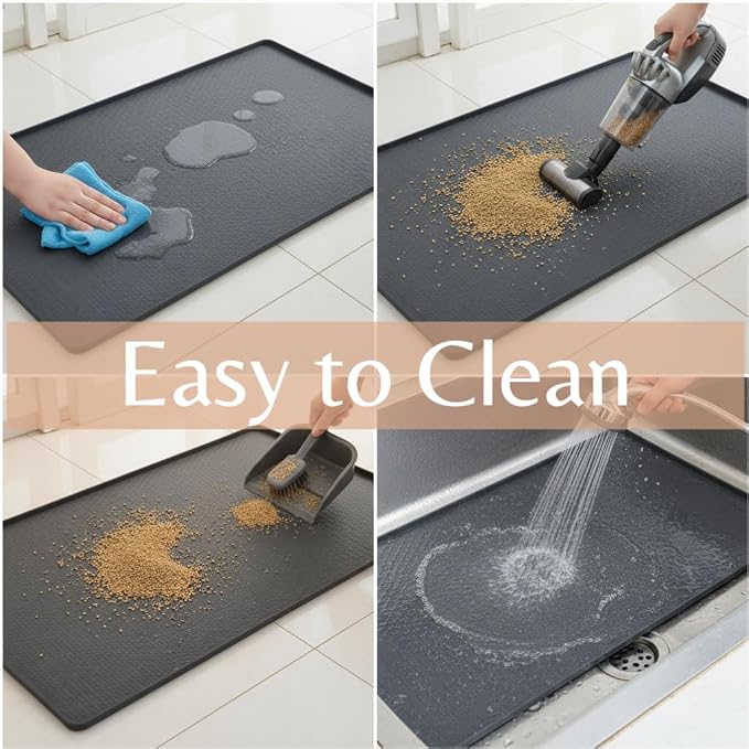 Cat Litter Mat, Extra Large 51"x25.6" Silicone Litter Box Mat, High Edge | Kitty Litter Mat for Auto Litter Box Areas, Waterproof Non-Slip Litter Mat, Easy Clean, Raised Lip Contains Multi-Cat Mess