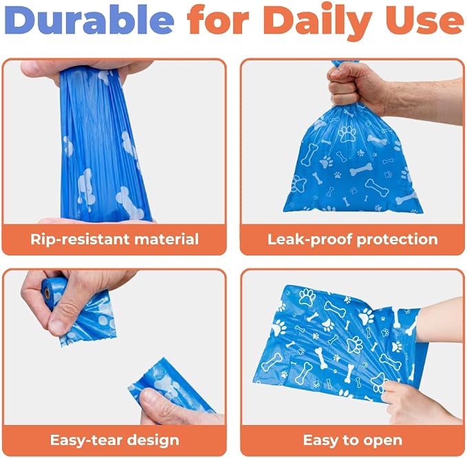Best Pet Supplies Dog Poop Bags for Waste Refuse Cleanup, Doggy Roll Replacements for Outdoor Puppy Walking and Travel, Leak Proof and Tear Resistant, Thick Plastic - Blue (Unscented), 150 Bags
