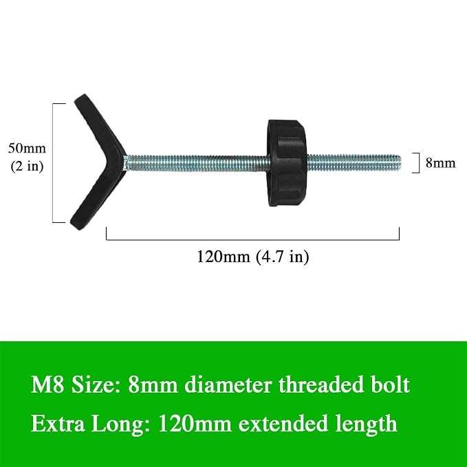 Extra Long M8 (8mm) Stair Banister Adapter Y-Spindle Rods 2 Pack for Pressure Mounted Baby and Pet Safety Gates (8mm, Black)