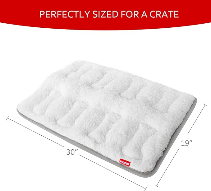 Dog Bed Crate Mat(30" X 19"), Soft Plush Dog Bed Pad | Machine Washable Crate Pad, Sleeping Mat with Anti Slip Bottom