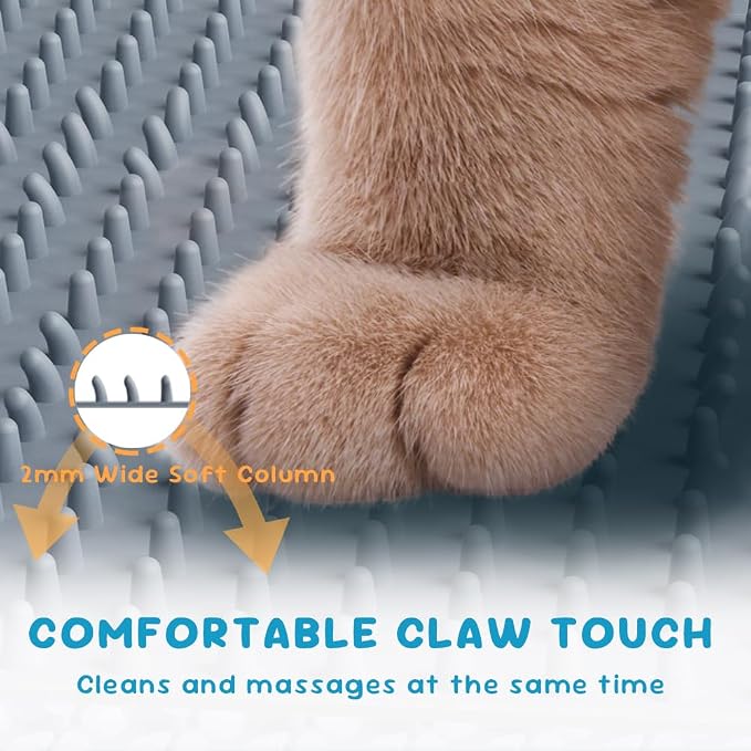 Cat Litter Mat, (33" x 21") Silicone Litter Trapping Mat - Waterproof/Urine Proof, Litter Box Mat - Keep the Floor Clean Grey