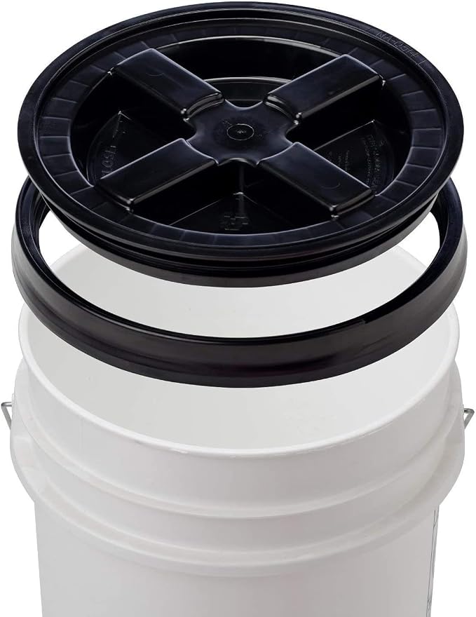 Gamma2 Seal Lid Black | Food-Safe | For 3.5-7 Gallon Buckets | BPA-Free | Pack of 12