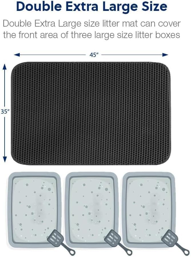 WePet Cat Litter Mat, Kitty Litter Trapping Mat, Honeycomb Double Layer Mats, No Phthalate, Urine Waterproof, Easy Clean, Scatter Control, Catcher Litter Tray Box Rug Carpet
