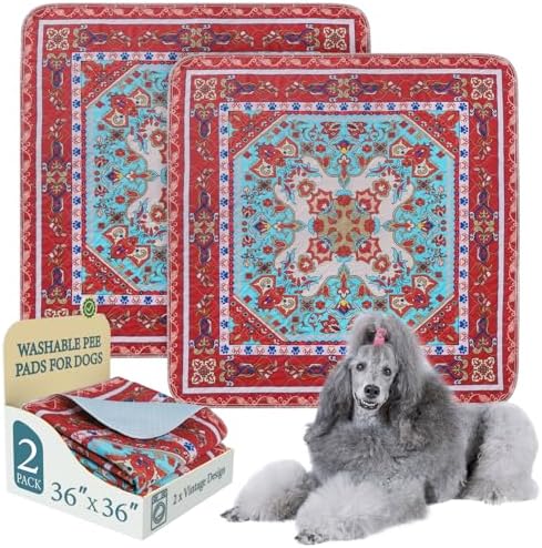 Homimp Washable Pee Pads for Dogs, 2 Pack Reusable Puppy Pads Waterproof, Absorbent and Leakproof Dog Pee Pads, Non Slip Puppy Training Pads, Pet Mat for Floor, Crate, Couch, Whelping,Brown, 36"x36"