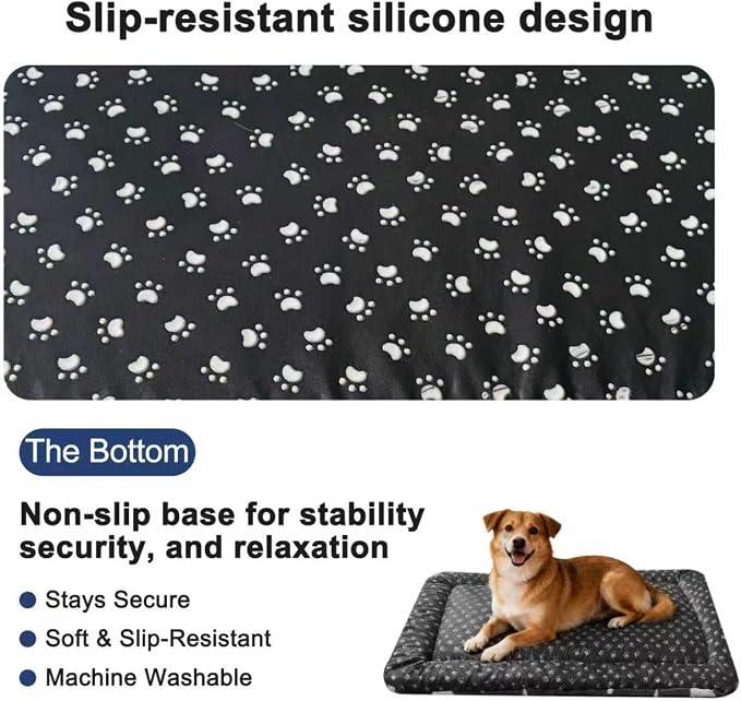 Washable Dog Bed Plush Orthopedic Outdoor Crate Mat with Non-Slip Bottom,Luxe Soft Kennel Pad for Pets, Cozy Cage Cushion & Pet Sleeping Mattress Large Sized,Medium,Small Dogs,24 x 18 inch,Blue
