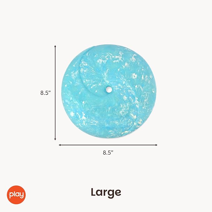 P.L.A.Y. Cute Outdoor Dog Toys - ZoomieRex InfiniDisc Rubber Frisbee, Great for Puppies & Small, Medium, Large Dogs - Dishwasher Safe, Lightweight, Floats in Water, Beach Friendly (Blue, Large)