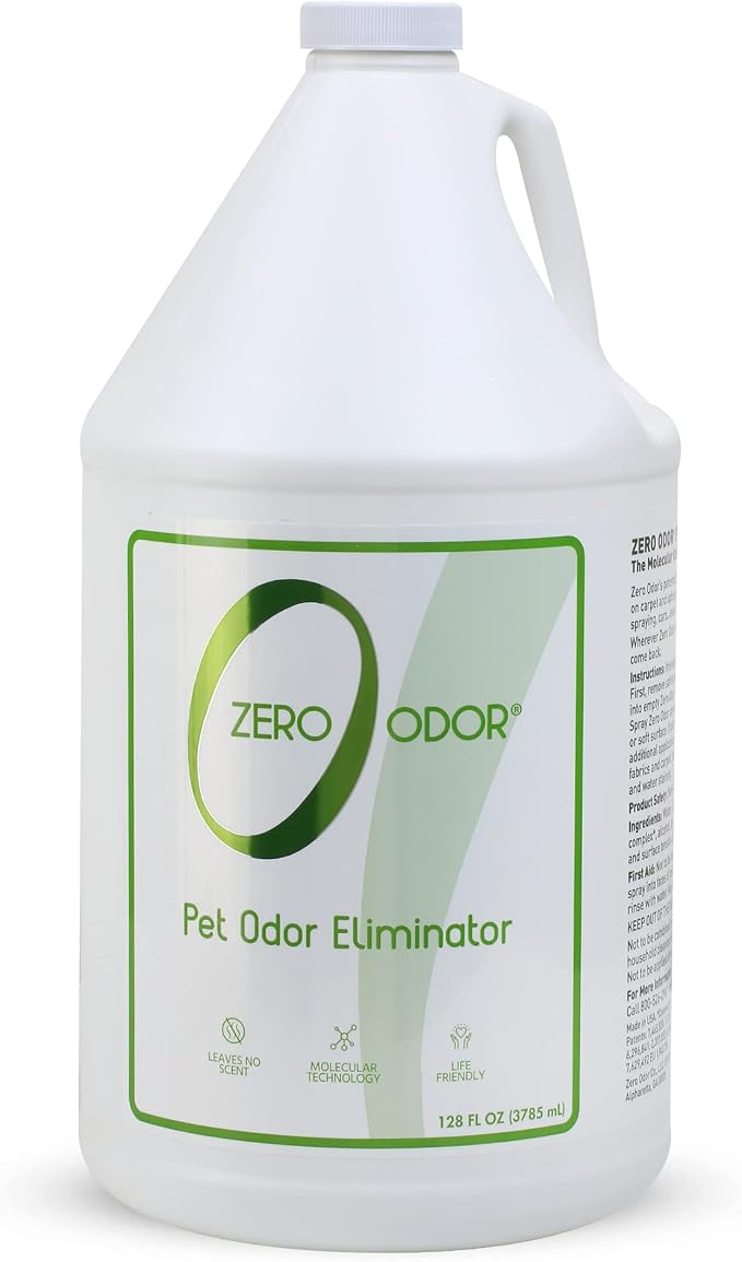 Zero Odor Pet Odor Eliminator Refill for Cat & Dog Urine, Carpet, 128 oz | Enzyme free, Urine Smell Eliminator for Pet Beds, Litter Areas & Furniture – No Lasting Scent, Sprayer not Included