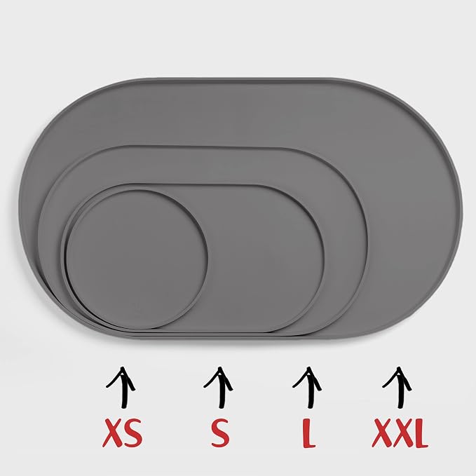 DogBuddy Dog Food Mat - Waterproof Dog Bowl Mat, Silicone Pet Mat for Food and Water Bowls, Nonslip Pet Feeding Mat with Edges, Dogs Food Mats for Floors, Puppy Supplies (Large, Gray)
