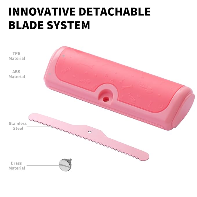 Cat and Dog Deshedding Brush for Shedding, Pink | For cats and dogs, short and medium coats, helps collect loose fur in multi-pet homes