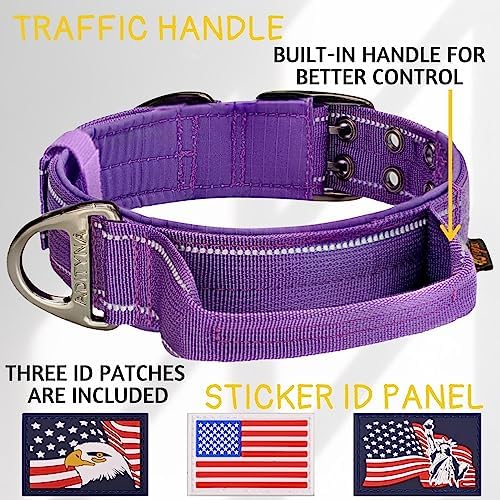 ADITYNA Heavy Duty Dog Collar for Large Dogs with Traffic Handle