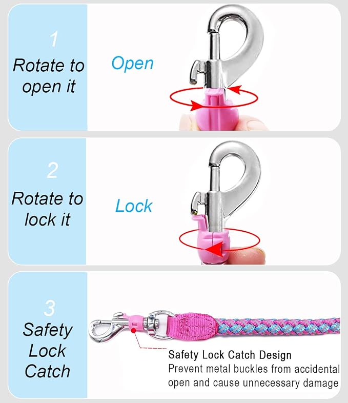 2/3/4/6/10 Foot Reflective Dog Leash Strong Nylon Rope Braided Heavy Duty for Large Medium Small Dogs Walking Training Leads (Pink, 10ft * 1/2")