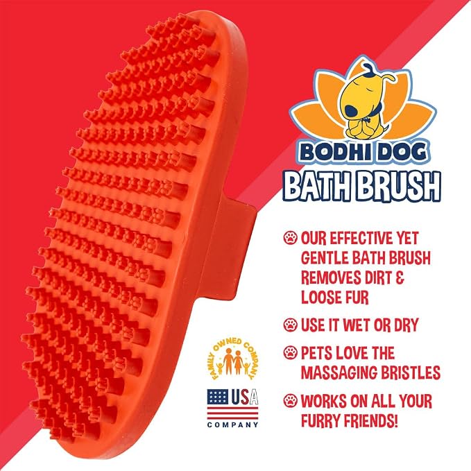 Bodhi Dog Shampoo Brush - Pet Grooming & Bath Supplies for Dogs and Cats - Bath Brush for Long & Short Hair - Premium Scrubber for Shower, Showerhead, Sprayer & Bathing (One Pack, Red)