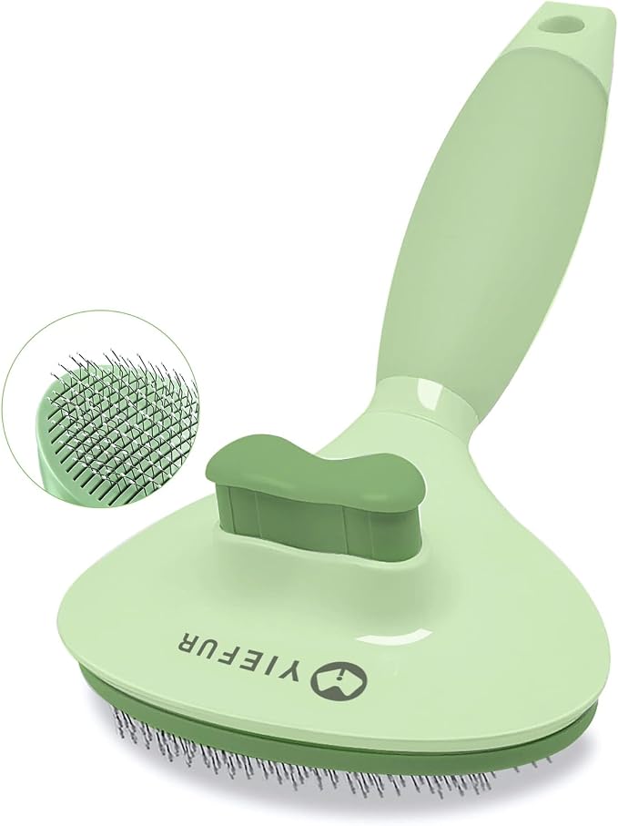 Cat Brush for Shedding, Self Cleaning Brush for Long & Short Hair Cats | For Indoor Cats,Removes Loose Hair,Reduces Shedding,Soft Rounded Tips,Ergonomic Silicone Handle,Gentle Massage,Easy Grooming