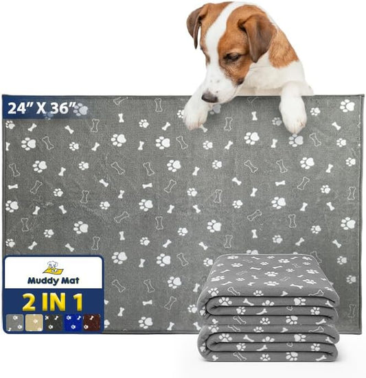 Muddy Mat® Washable Pee Pads for Dogs, Super Absorbent Reusable Puppy Pads–100% Waterproof Pee & Potty Training Pads for Pets, Non-Slip Dog Pads for Crates, Playpens and Floors - 2 Pack, Grey 24"x36"