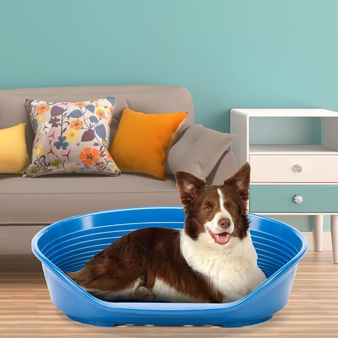 Ferplast Cat Bed, Plastic Dog Bed Large, Ventilation Holes and Non-Slip Rubber Feet for Added Stability 93,5 x 68 x h. 28,5 cm. Taupe