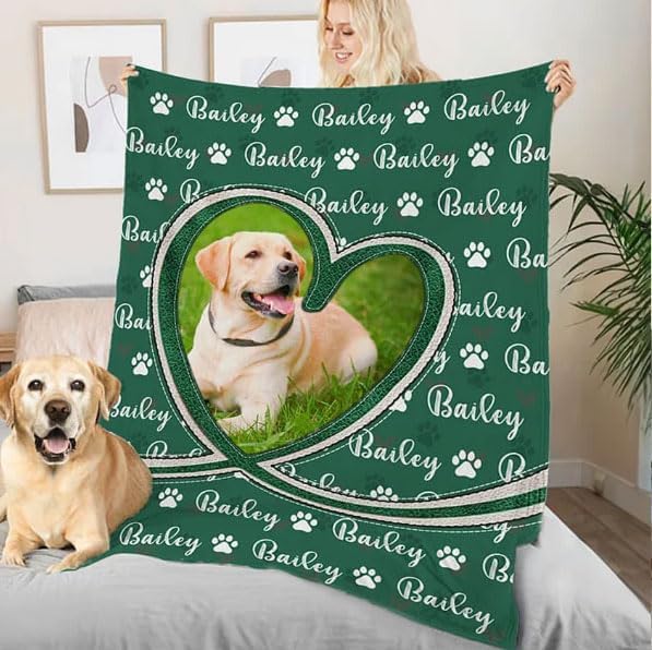 Pamaheart Custom Dog Face Blankets, Personalized Pet Photo Blanket, Fleece Dog Blankets, Customized Photo Throws, Dogs Dad Gifts, Pet Lover Gifts, Memorial Gift /37