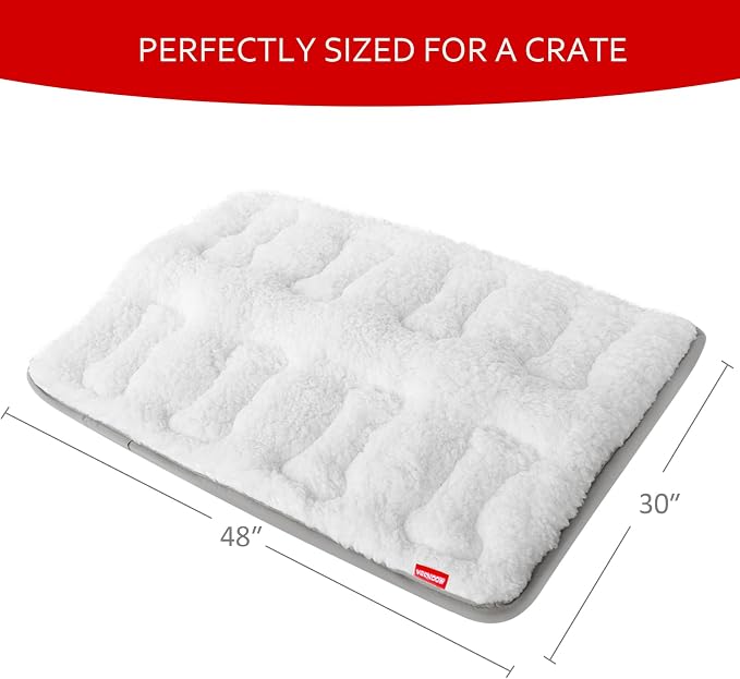 Moonsea Soft Plush Dog Bed Crate Mat, 48" X 30", Anti-Slip Bottom, Machine Washable, 3 Layers of Material for Ultimate Comfort | Machine Washable Crate Pad, Sleeping Mat with Anti Slip Bottom