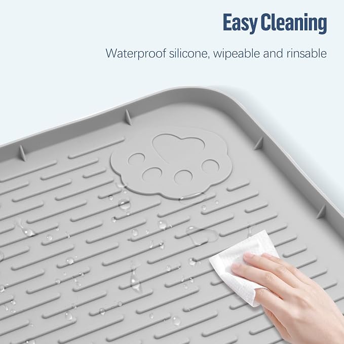 Pee Pad Holder for Dogs 40''x40'' Silicone Puppy Pee Pad Tray, Light Grey | Extra Large Dog Potty Tray Leak-Proof, High Edge, No Spill Training Pads for Floor Protection, No Pee Pads