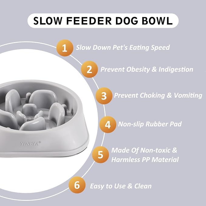 YINEYA Slow Feeder Dog Bowls, Pet Supplies That Slow Down Eating, Pet Food Bowls, Maze Dog Puzzle Feeder for Medium Breed
