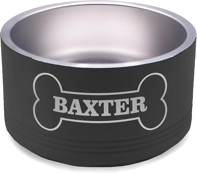 My Personal Memories Custom Personalized Stainless Steel Dog or Cat Bowl for Water and Food - Engraved Pet Bowl with Non Slip Bottom (Small - 18 Ounces, Black)