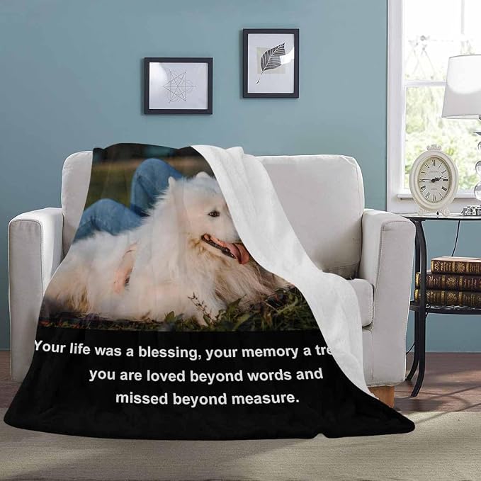Artsadd in Loving Memory Gifts-Personalized Blanket with Photos and Name-Memorial Gifts for Loved Ones Lost-Custom Remembrance Gifts Blankets for Loss of Dog Memorial Blanket Gifts