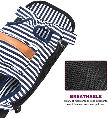 GEEPET Legs Out Front-Facing Dog Carrier Hands-Free Adjustable Pet Puppy Cat Backpack Carrier for Walking Hiking Bike and Motorcycle (Medium, Stripe)