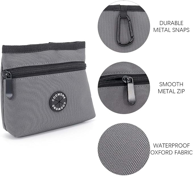 Dog Treat Pouch with Pet Training Clicker, Detachable Dog Puppy Training Treat Bag, 900D Oxford Cloth Magnetic Closure Small Dog Poop Bag Holder for Travel or Outdoor Use