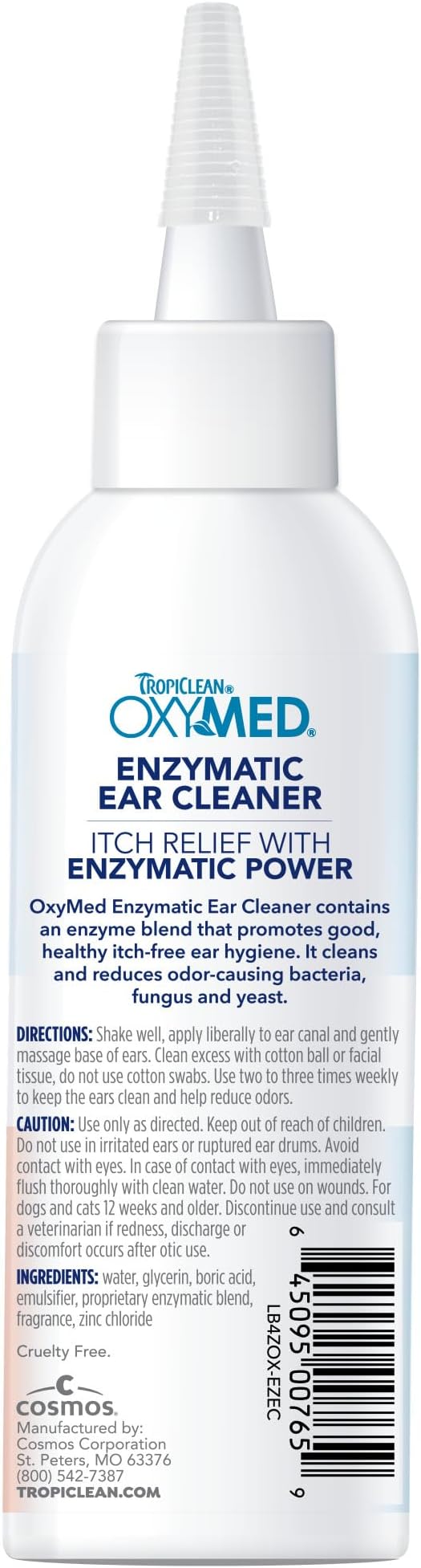 TropiClean OxyMed Enzymatic Dog Ear Cleaner, Vet Recommended, 4 oz