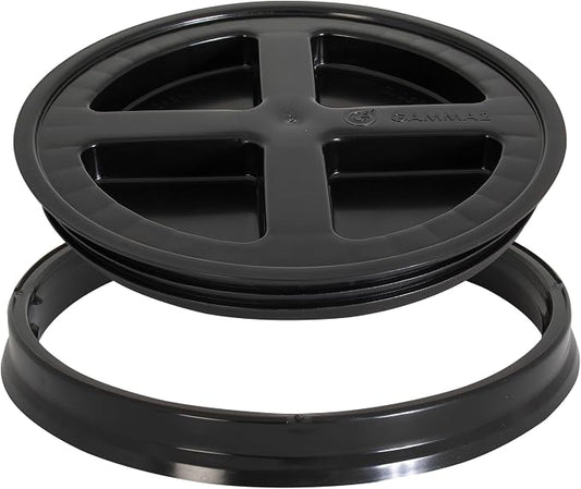 GAMMA2 Gamma Seal Lid - Pet Food Storage Container Lids - Fits 3.5, 5, 6, & 7 Gallon Buckets, Black, Made in USA
