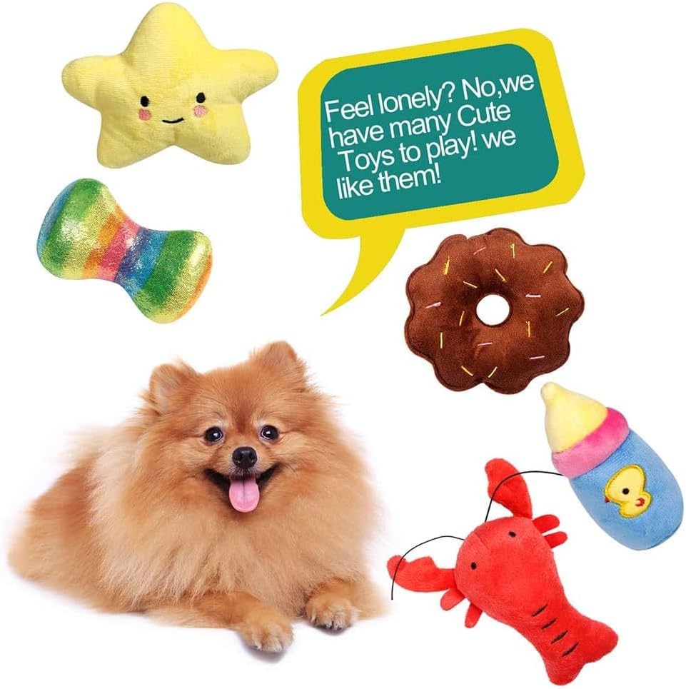 PLAYJOY Small Dog Toys/Puppy Chew,10 Pack Interactive Dog Toys for Boredom, Cute for Small/Medium Dogs, Squeaky Plush Dog Rope Toys