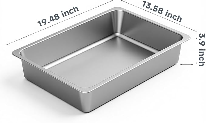 Kirecoo Stainless Steel Litter Box, Large Low Entry Metal Cat Pan Box, Indoor Litter Tray, Non Stick, No Smell, Easy to Clean, Pet Toilet Supplies for Cats