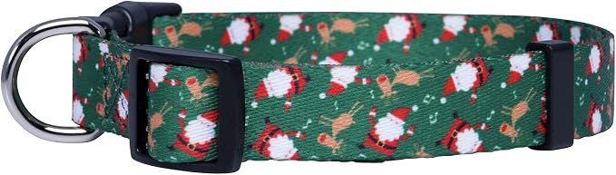 Native Pup Christmas Dog Collar- Winter Holiday Collars for Pets- Xmas Gift for Puppy- Santa, Reindeer, Snowman, Candy Cane, Red Green- Girl Boy- Small, Medium, Large Breeds (Santa & Reindeer, Large)