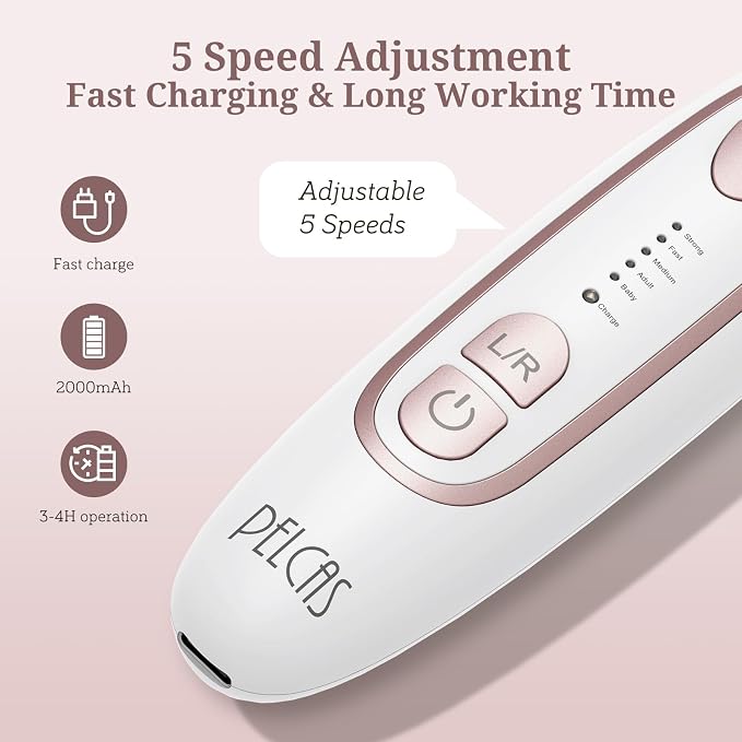 PELCAS Electric Nail File, 5 Speeds Nail Grinder for Thick Toenails | 5 Speeds Manicure and Pedicure Kit with LED Light, Electric Nail File for Human,Seniors,Thick Toenails,Natural, Acrylic Nails