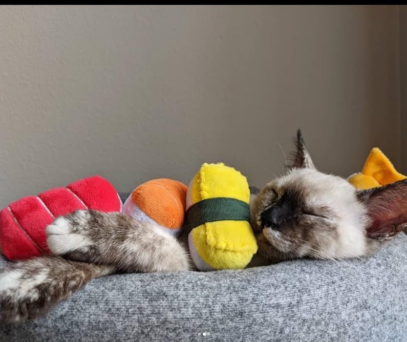 munchiecat Premium Organic Catnip Sushi Toy (1-pc) for Cats, Kittens - USA Made Durable Design for Pouncing, Batting and Play