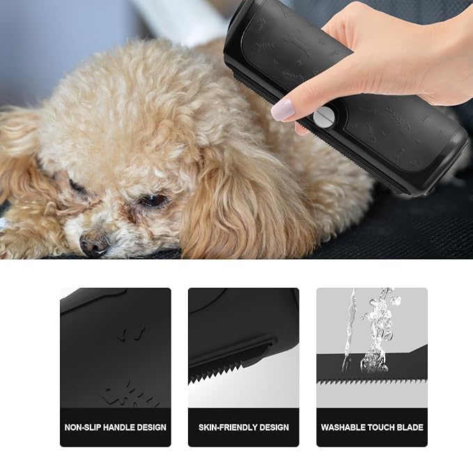 Dog and Cat Deshedding Brush for Short Hair Pets, Black | Metal shedding blade for loose fur, short to medium coats and daily grooming