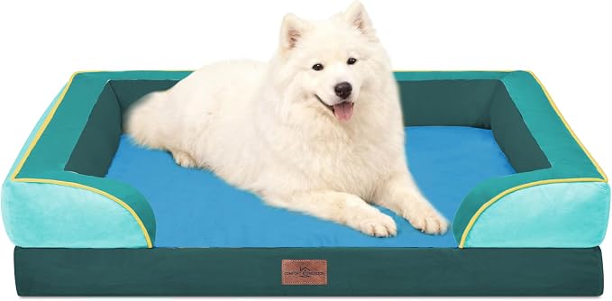 Comfort Expression Orthopedic Dog Beds for Large Sized Dog with Bolster | Waterproof Dog Couch Bed with Washable Cover & Non-Slip Bottom, Supportive Egg Crate Foam Large Pet Bed, 36x27 Inch