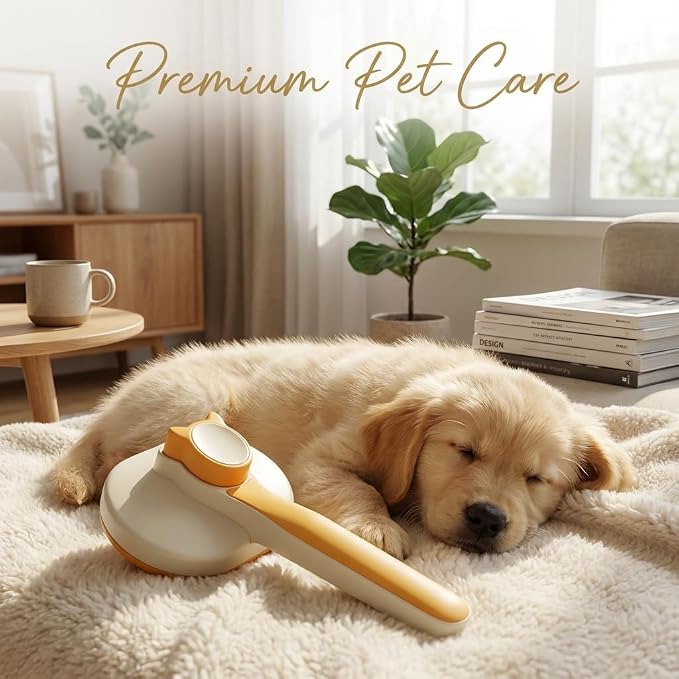 Self Cleaning Slicker Brush for Dogs and Cats | 2 in 1 Grooming Tool, Removes Loose Undercoat Tangles, Shedding Hair, Massage Bristles, Anti-Slip Handle, Long and Short Hair