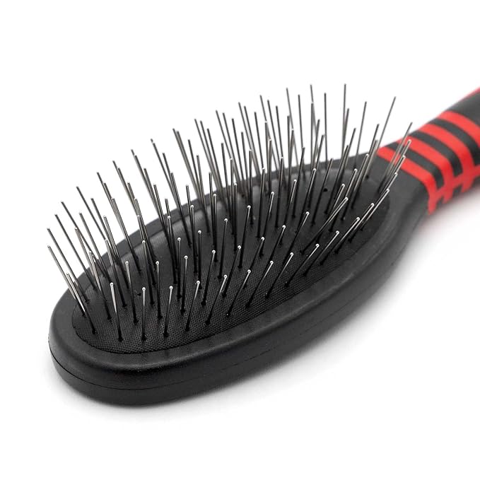 Jeffers Pet Single Sided Pin Brush for Dogs Cats Horses, Patented Pin Pad, Durable Bristles, Detangling Grooming Brush for Medium to Long Hair, Smooth Finish, Tangle Free Coat, Travel Size - Medium