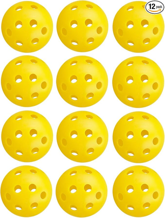 12Pcs Cat Ball Toy, Low Noise No Bells Holey Plastic Cat Balls, Funny Interactive Cats Toys for Indoor Cats, Firm Toy Balls for Kitten Puppy Ferret Bird (1.65", Yellow)