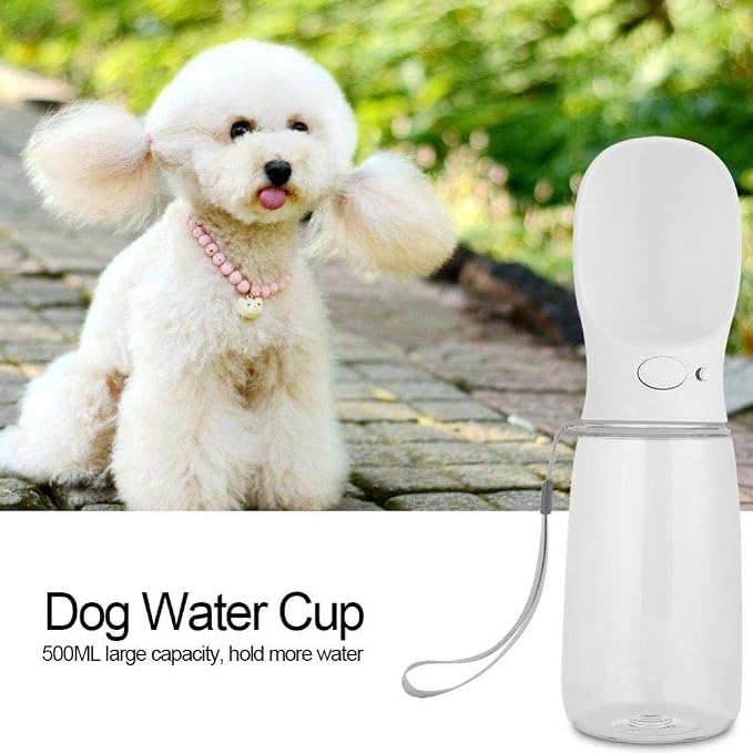 500ML White Portable Puppy Dog Cat Pet Water Cup Drinking Bottle Feeder Travel Outdoor Walking Dispenser