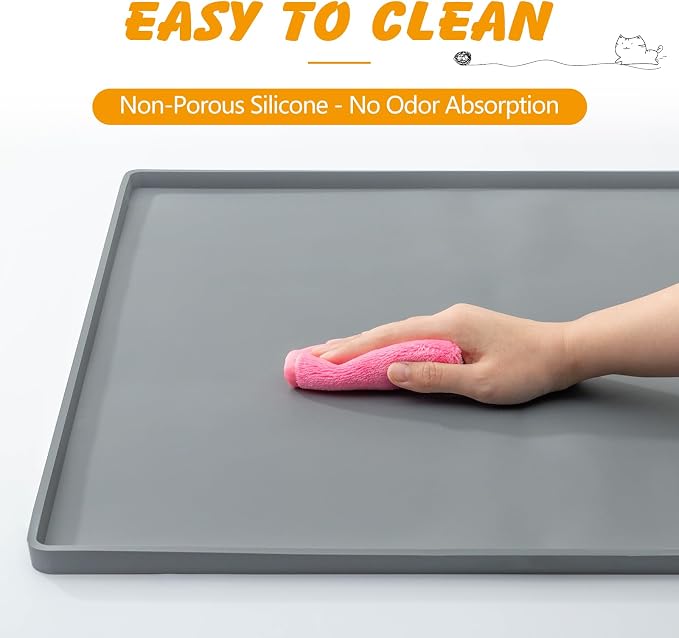 Silicone Dog Pee Pad Holder for 24 x 24 in Pads, Leak-Proof Tray | Raised edges, non-slip base, waterproof silicone, easy to clean, rolls for storage, fits disposable or reusable pads