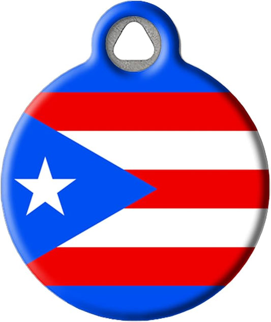 Puerto Rican Flag Pet ID Tag for Dogs and Cats - Dog Tag Art - Large Size