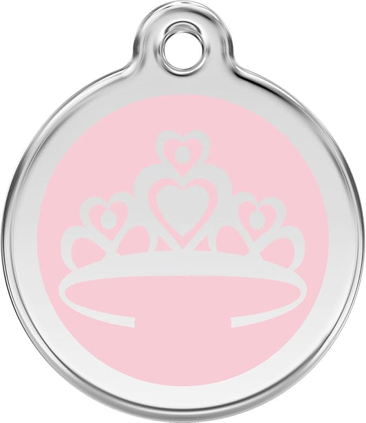 Red Dingo Personalized Crown Pet ID Dog Tag (Large Pink)