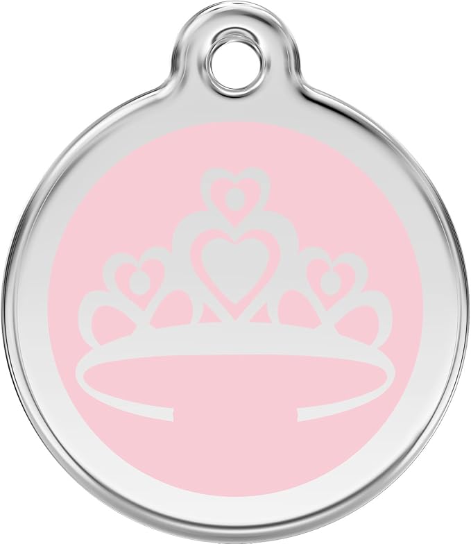 Red Dingo Personalized Crown Pet ID Dog Tag (Medium Pink)