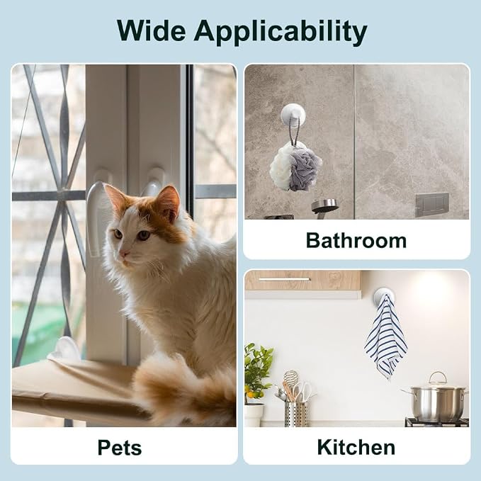 DONGKER Cat Window Perch Suction Cup,4 PCS Cats Hammock Window Seat Suction Cups for Cat Kitty Windows Bed Shelf Resting Bed