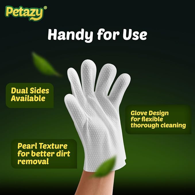 Pet Glove Wipes for Dogs & Cats - Paws, Ears & Butt Cleaning, 25 pk | Lavender, Grooming Glove, Deodorizing, Tear-Resistant, Thick, Hypoallergenic, Aloe & Coconut Oil for sensitive skin, No Rinse