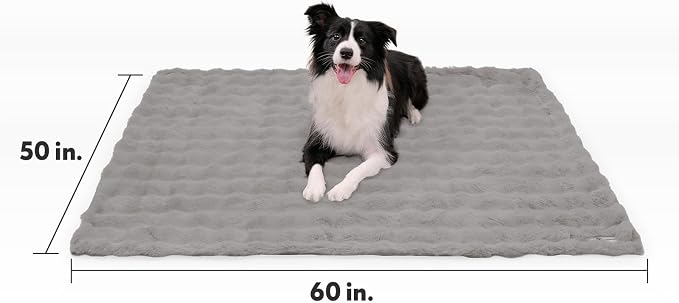 Paw Inspired Waterproof Dog Blanket, Soft Faux Fur Throw with Fur-Resistant Fleece, Washable Pet Blanket, Waterproof Protection for Couch, Bed, Furniture, Crate, Car (60x50, Gray)