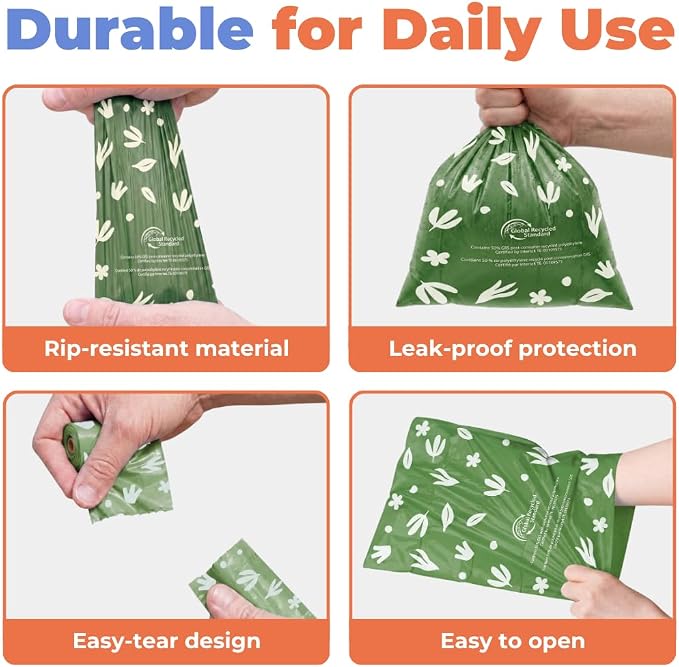Best Pet Supplies Dog Poop Bags for Waste Refuse Cleanup, Doggy Roll Replacements for Outdoor Puppy Walking and Travel, Leak Proof and Tear Resistant, Thick Plastic - Green (Scented), 600 Bags