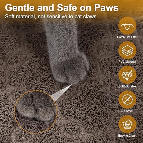 Cat Litter Box Mat, 35" x 24" Large Kitty Litter Trapping Mat Keep Floor Clean, Scatter Control, Waterproof, Easy to Clean, Durable Large Size Litter Mat
