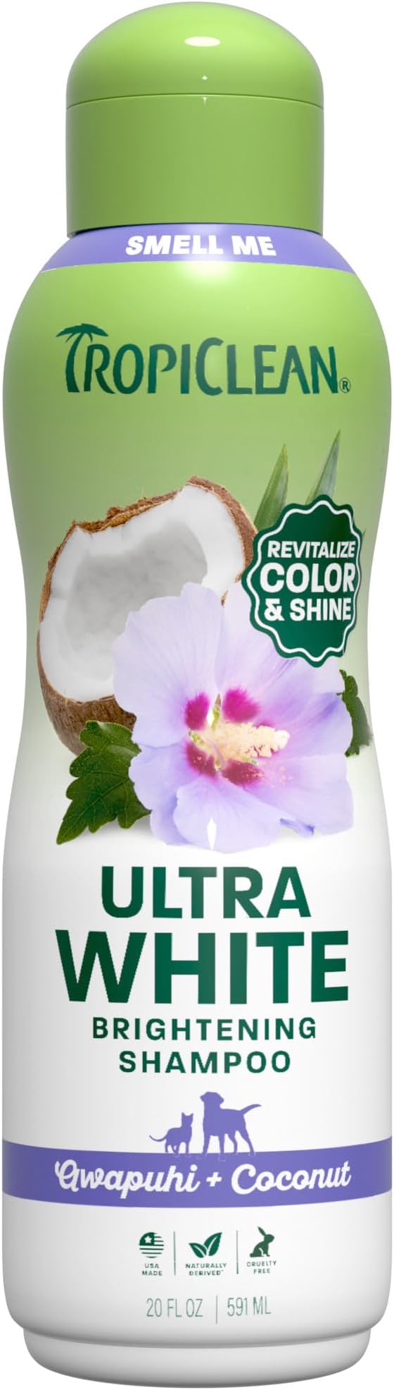 TropiClean Whitening Dog Shampoo, Ultra White Brightening Formula, 20oz